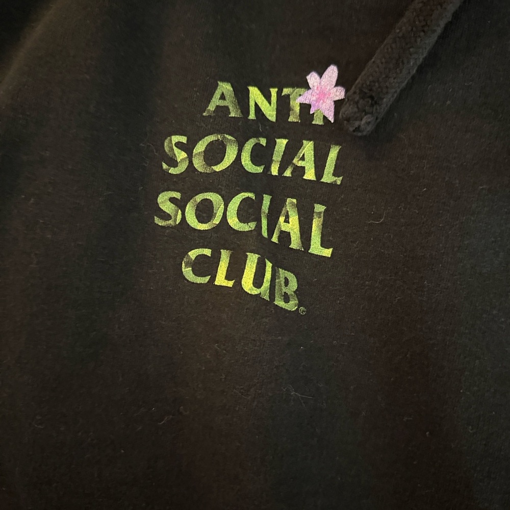 Anti Social Social Club Black Hoodie with Green and Pink Accents - Picture 7 of 7